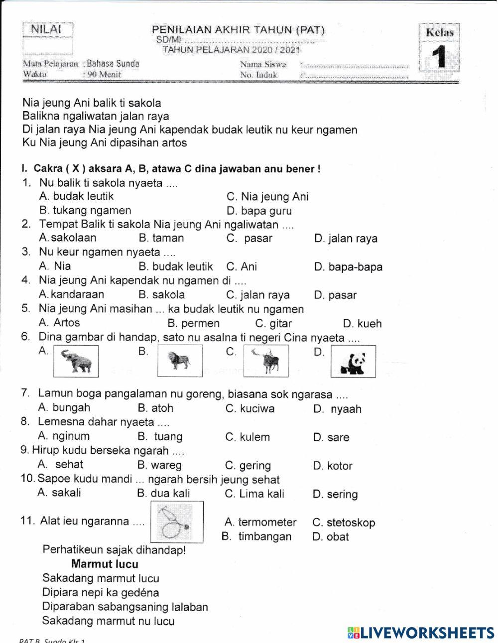 PAT Basa Sunda Kelas I B