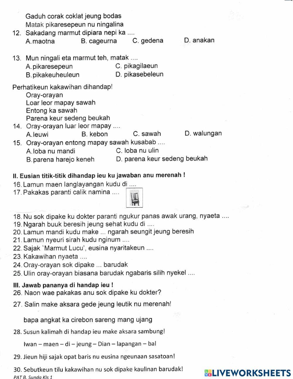 PAT Basa Sunda Kelas I B