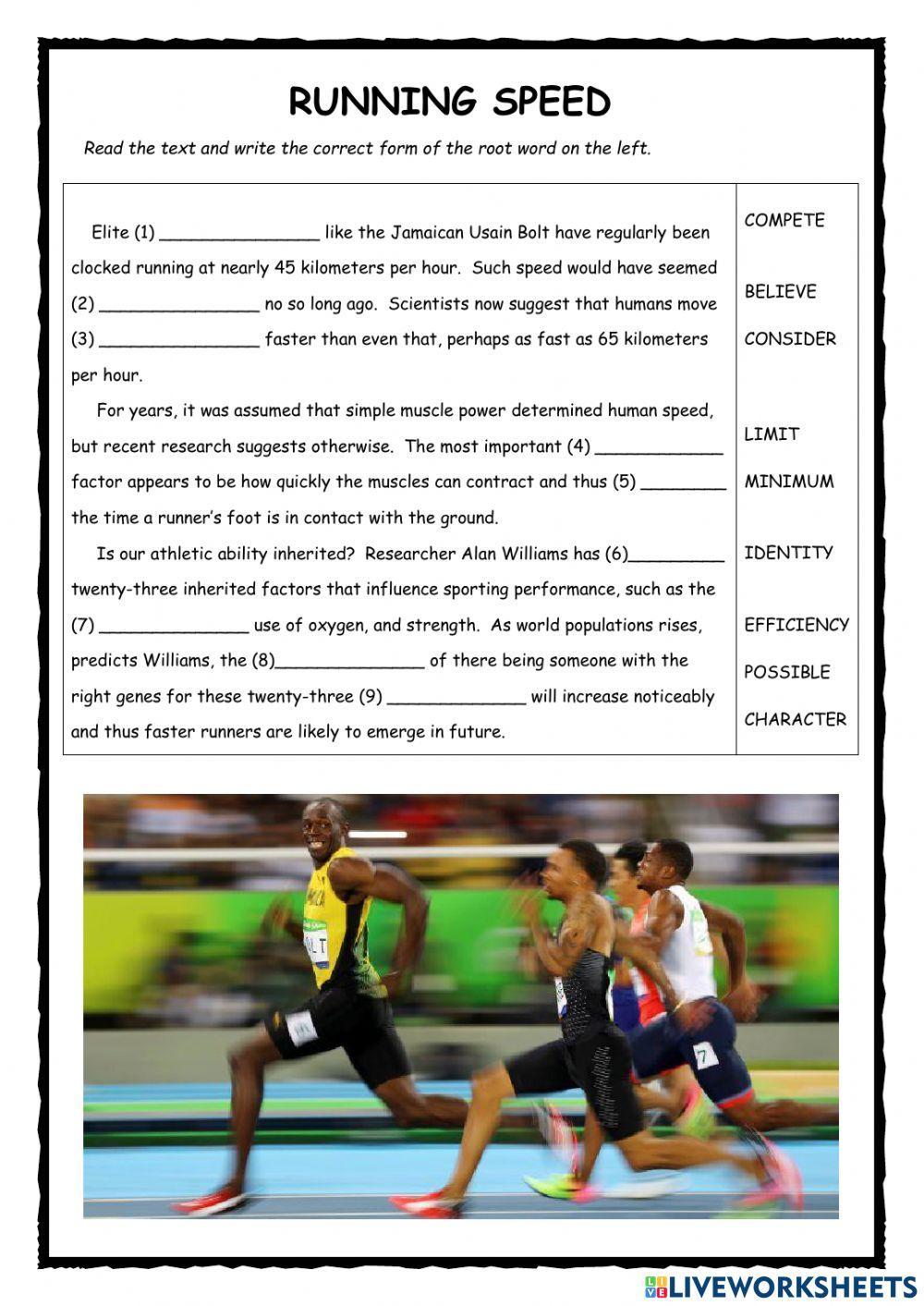 Running Speed - FCE Word Formation