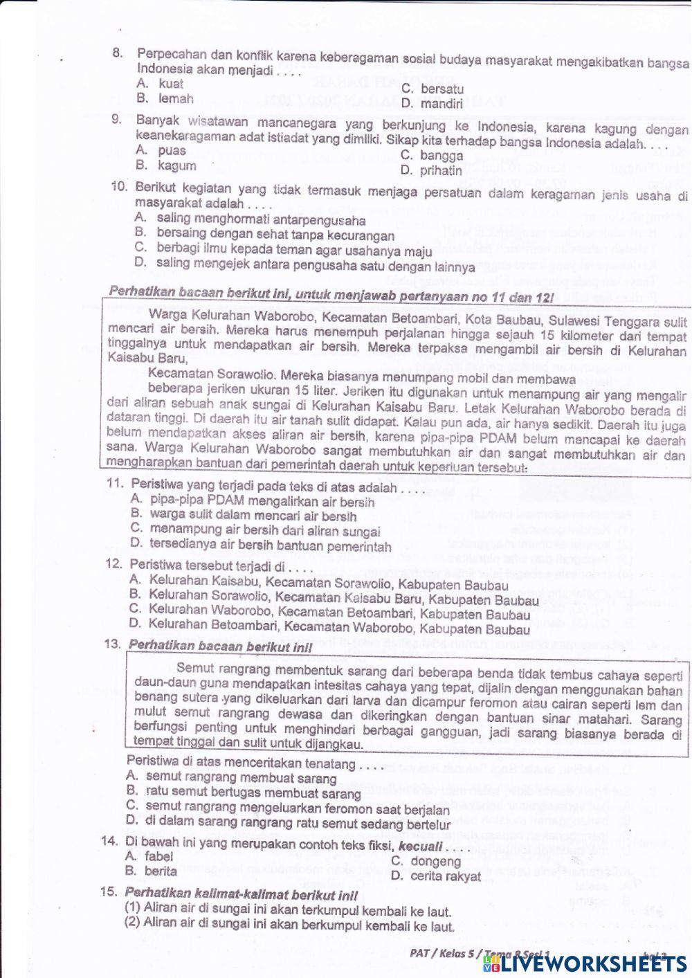 Pat t8s1 kelas 5 kamis, 10 juni 2021