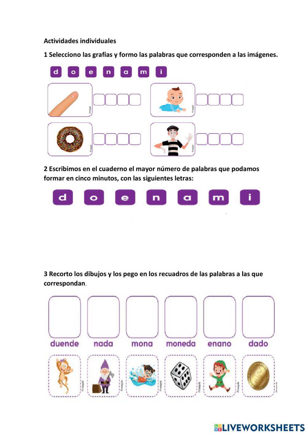 Grafia m - n - d - e - o -a