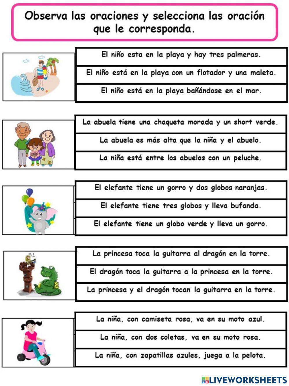 Lectura de oraciones