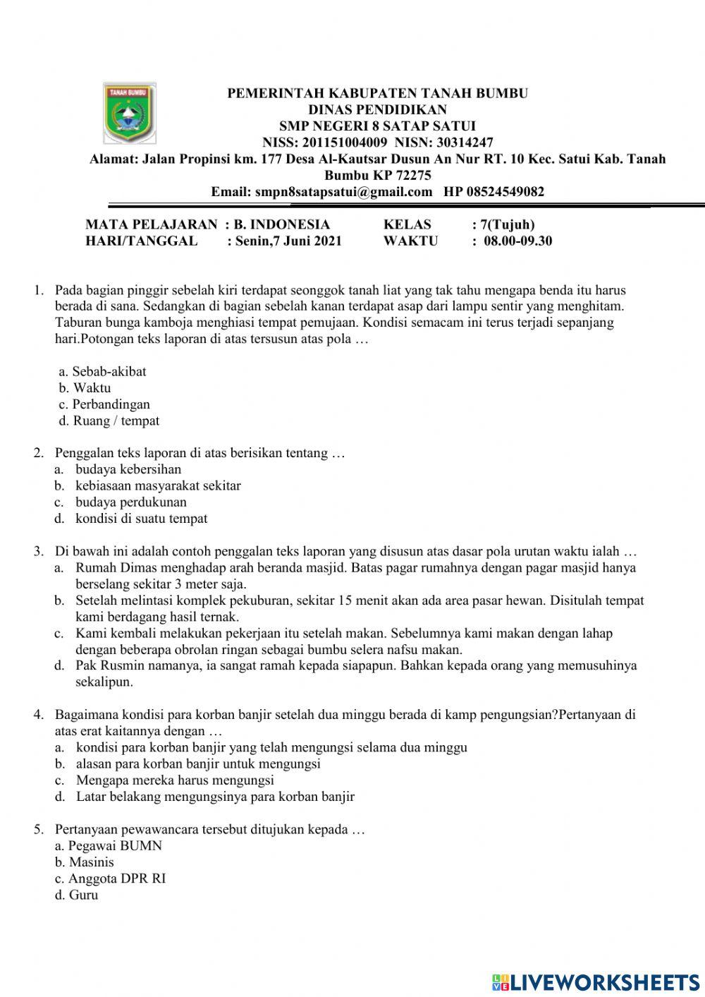 Soal PAT IPS KELAS VII