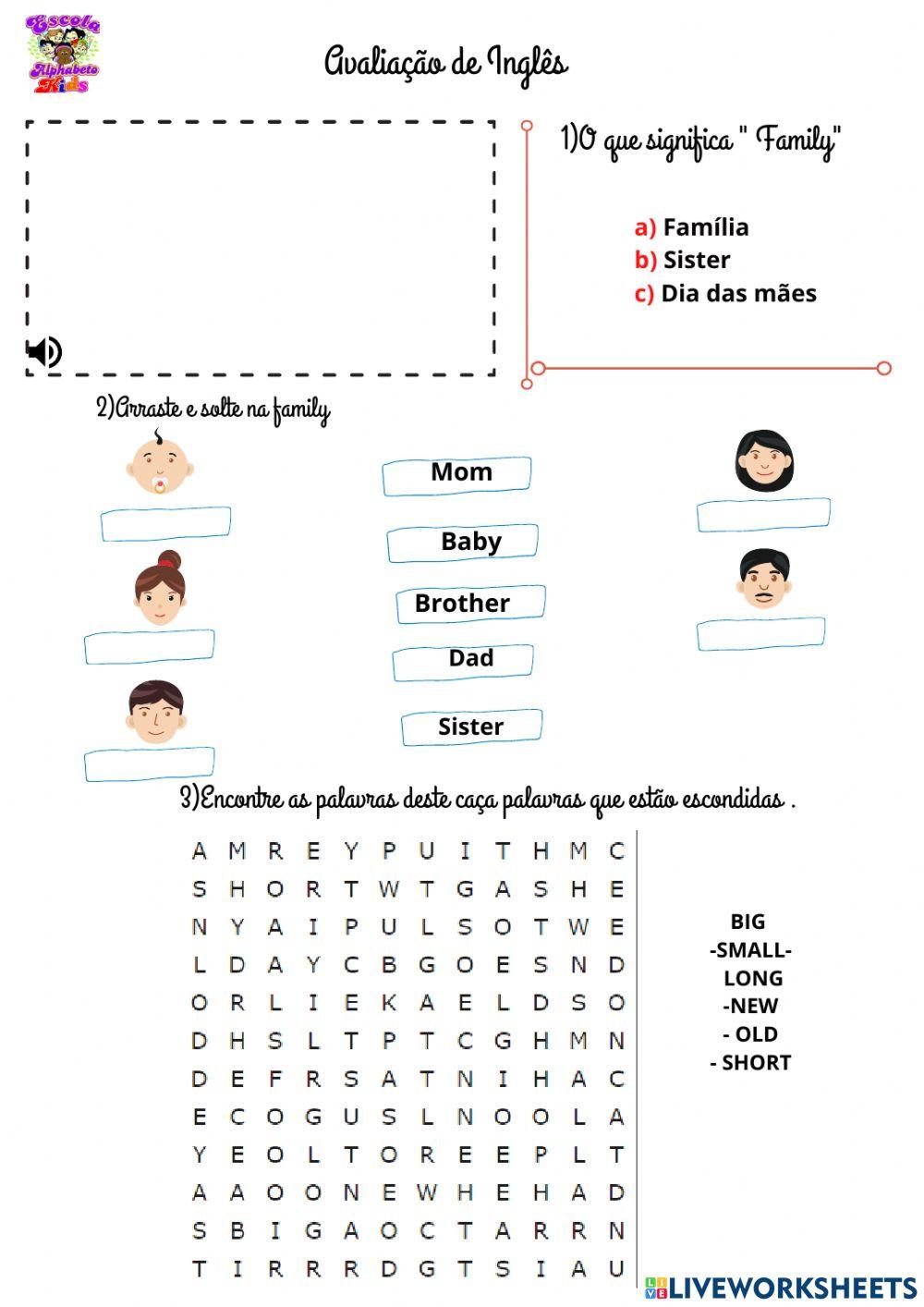 Avaliação  de inglês