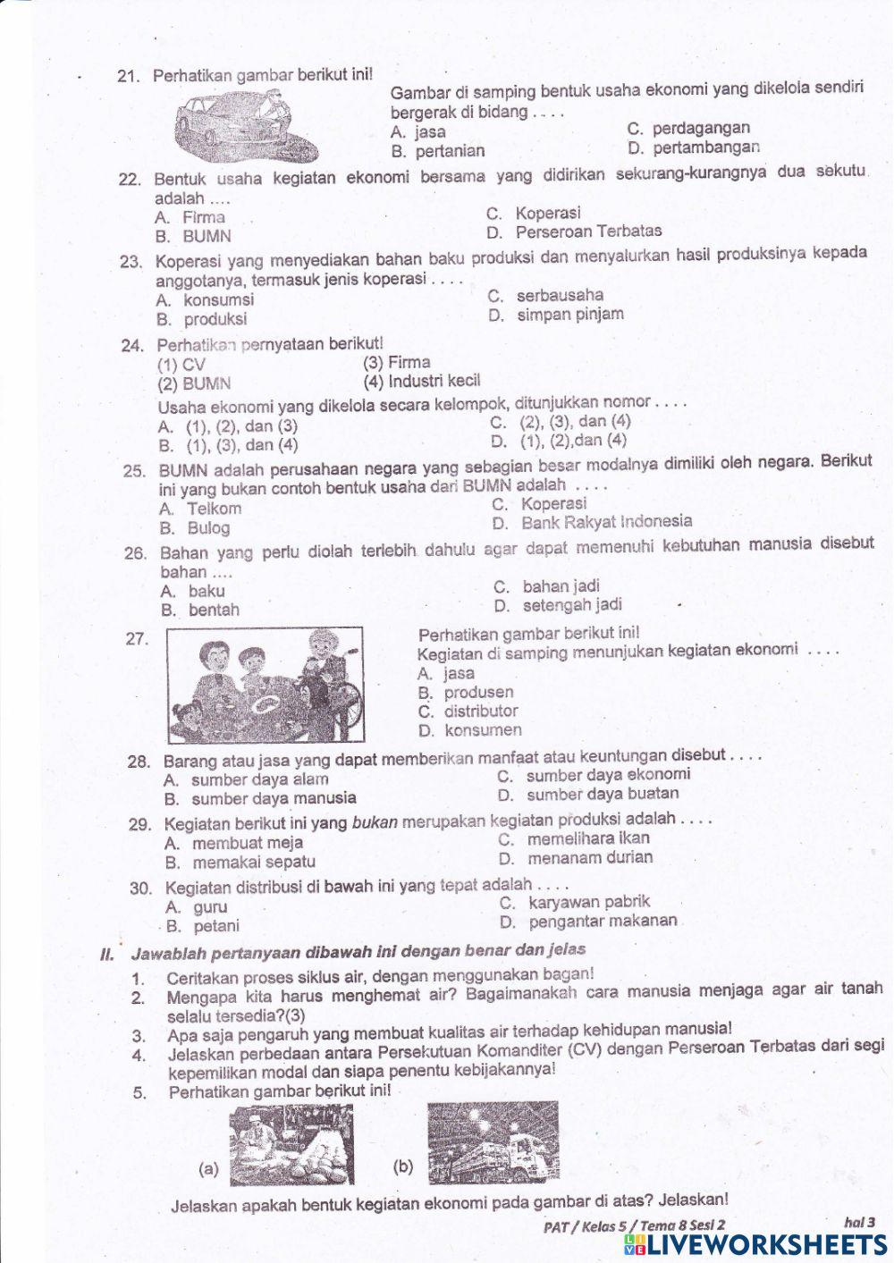 PAT S8S2 kelas 5 kamis, 10 juni 2021