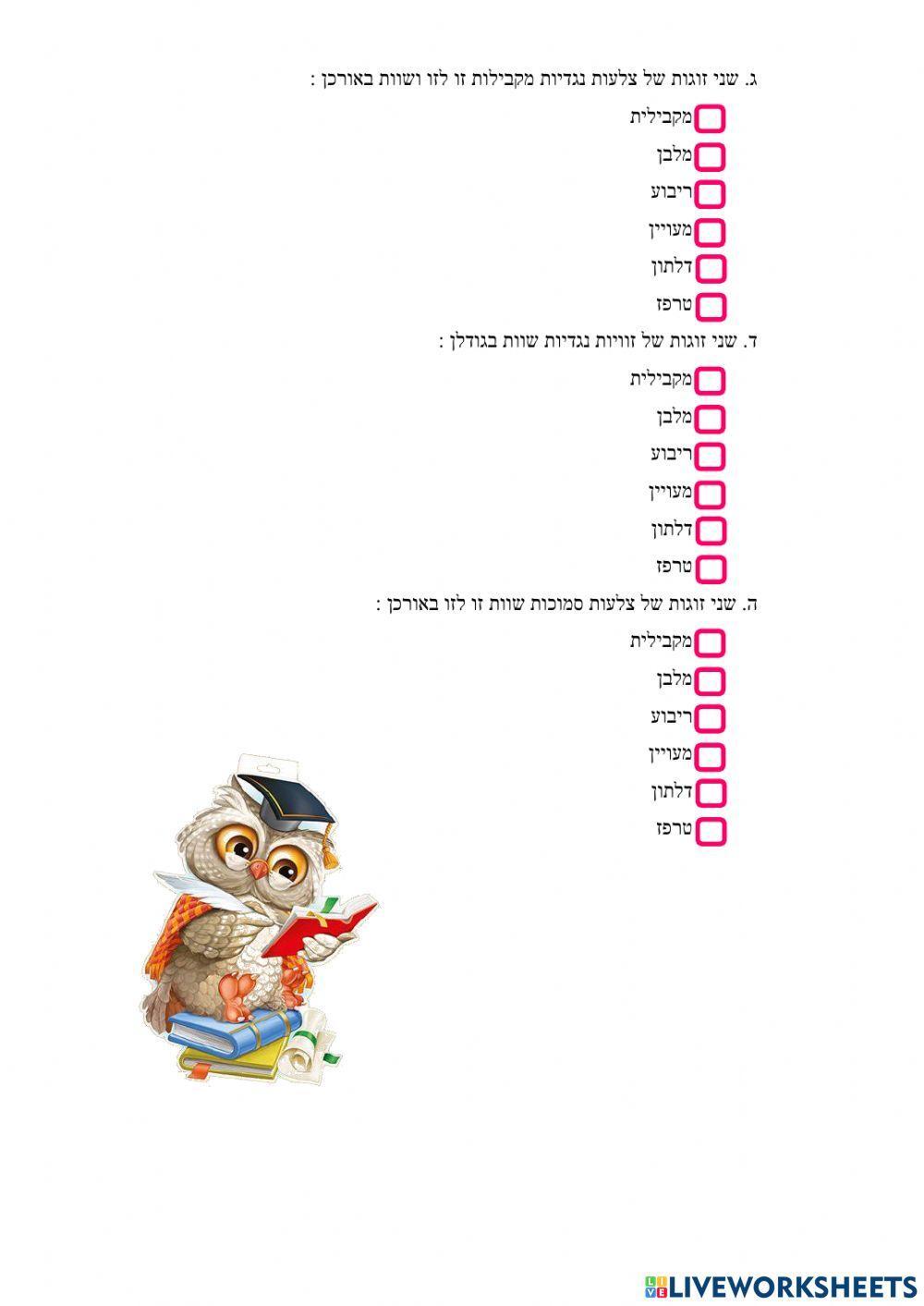 משפחת המרבועים - תרגול