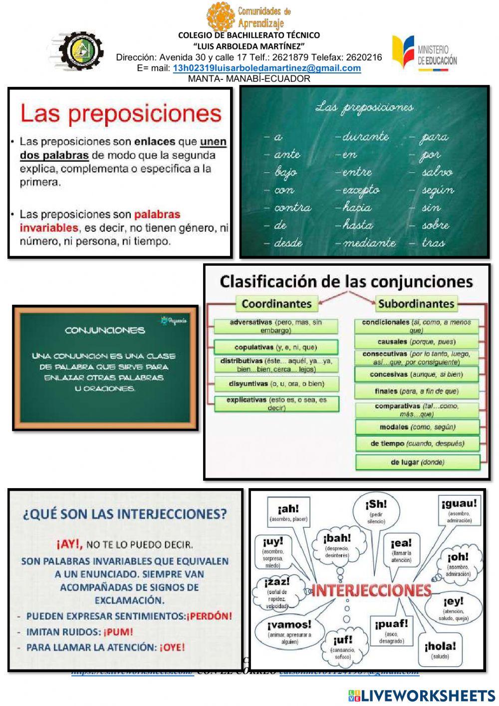 Partes invariables de la oración