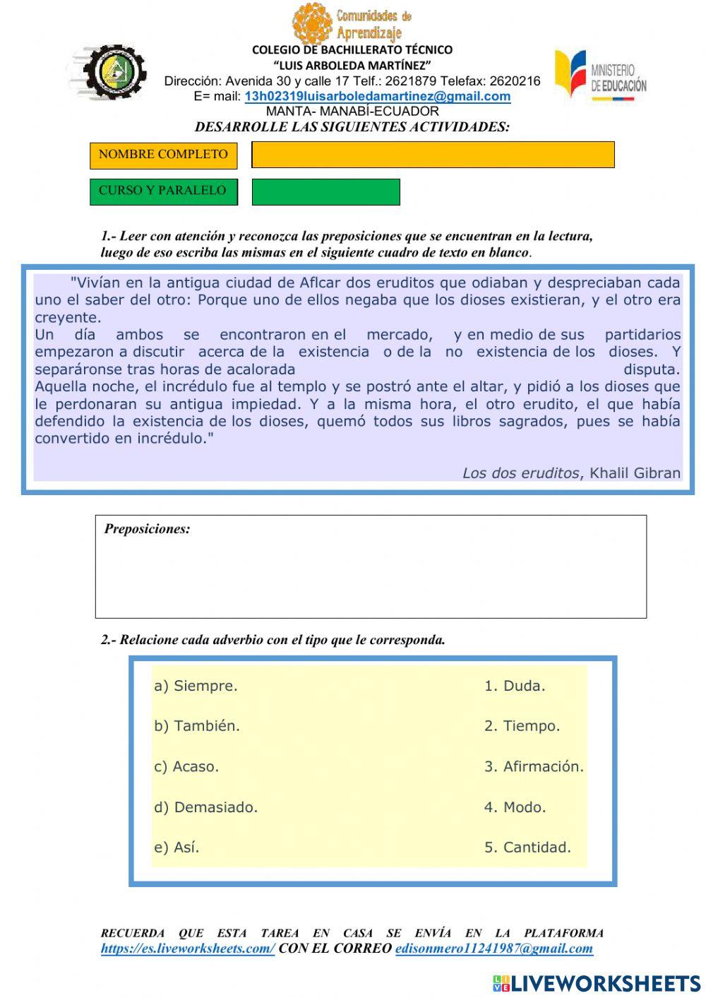 Partes invariables de la oración