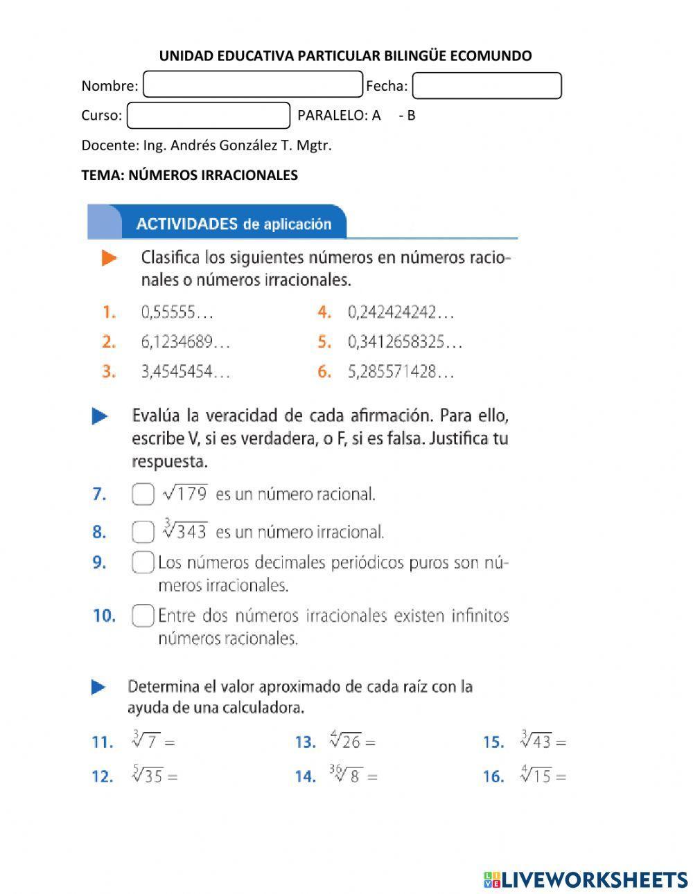 Números Irracionales