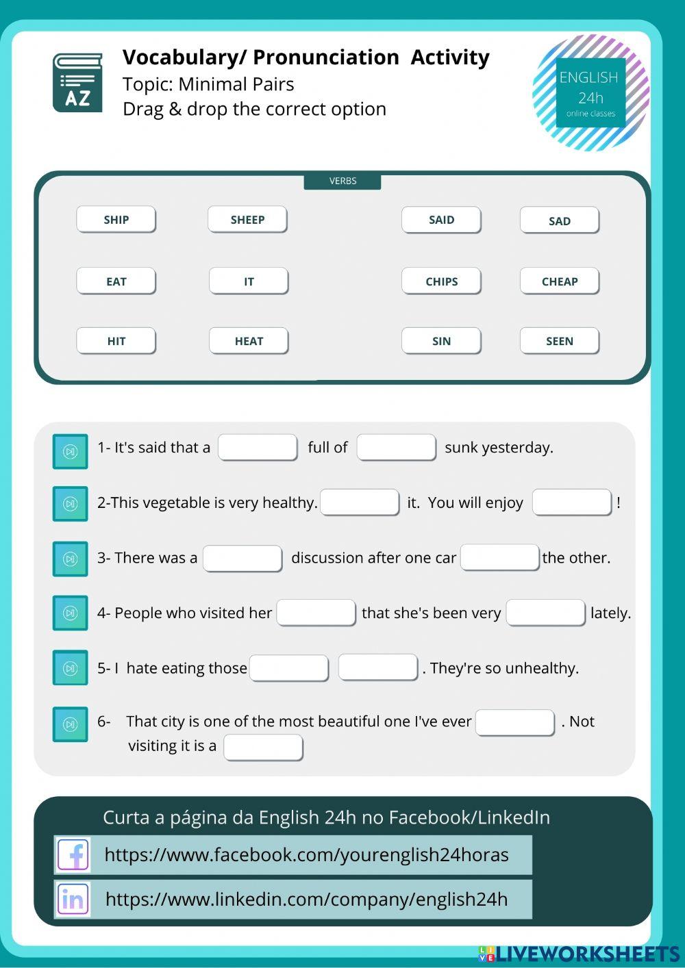 Vocabulary- pronunciation activity