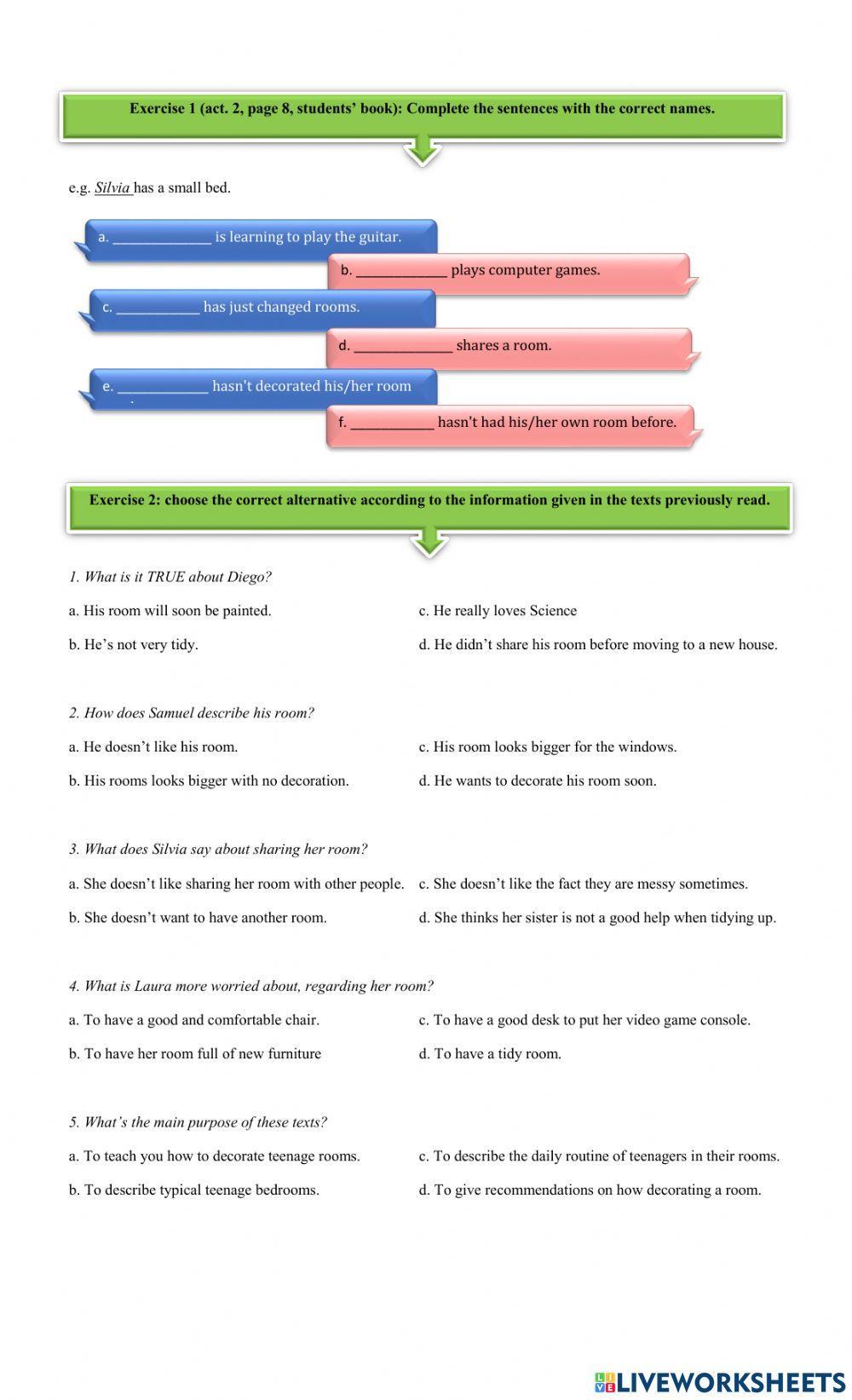 Reading Comprehension: Teenage Bedrooms