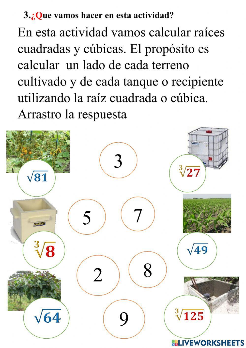 Potencias y raices cuadradas y cubicas