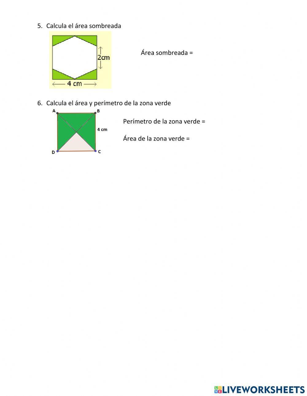 Cálculo de Perímetros y Áreas de figuras y círculos combinados