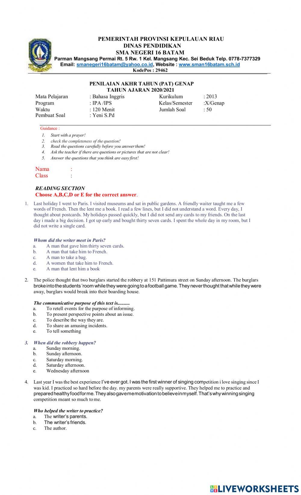 Ujian semester genap