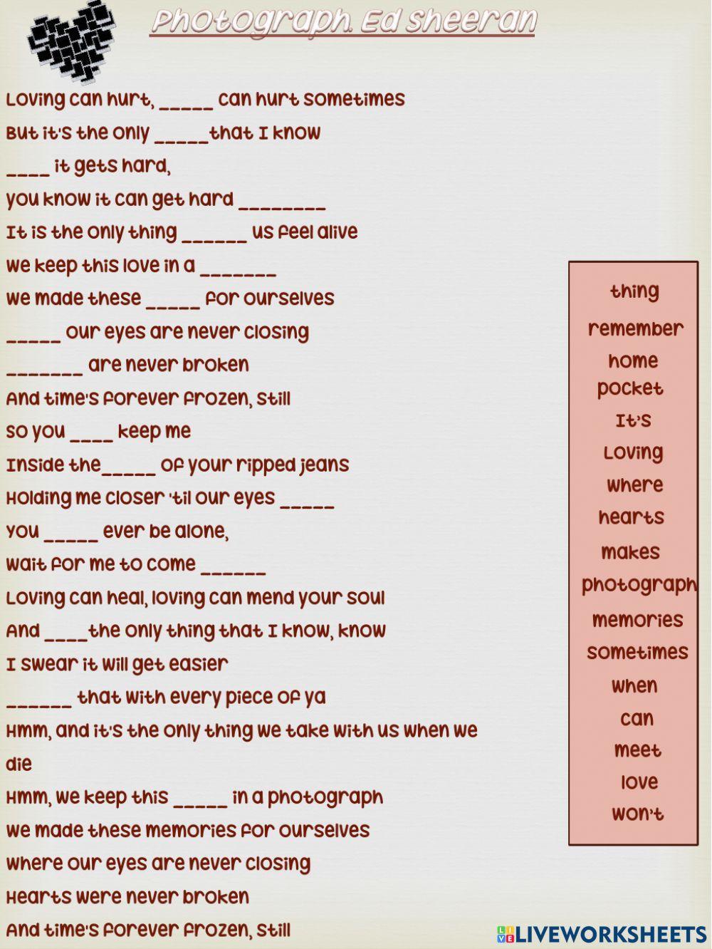 Listening.Photograph. Ed Sheeran