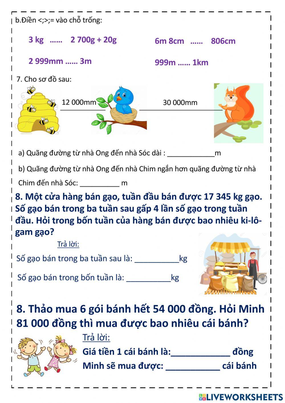 Ôn tập các phép tính và đại lượng