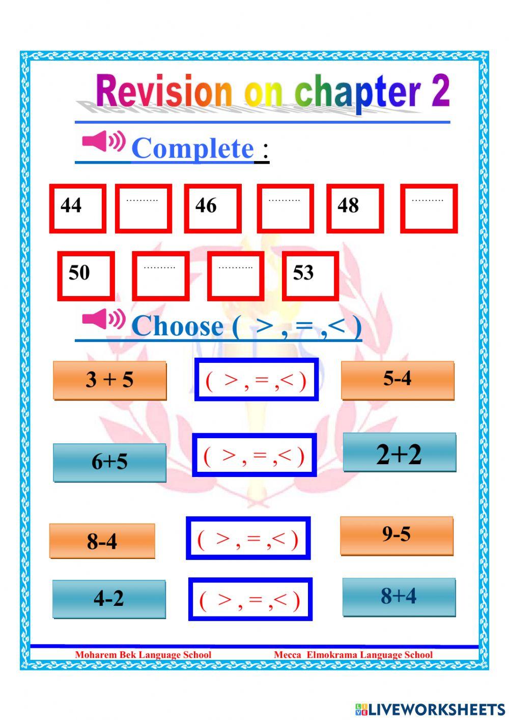 ch2 math kg2 online exercise for Live Worksheets ch2 math kg2 online exercise for Live Worksheets