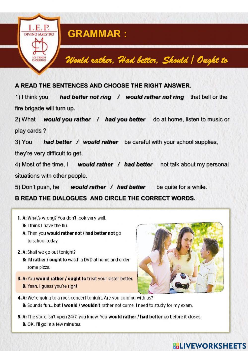 Would rather - had better