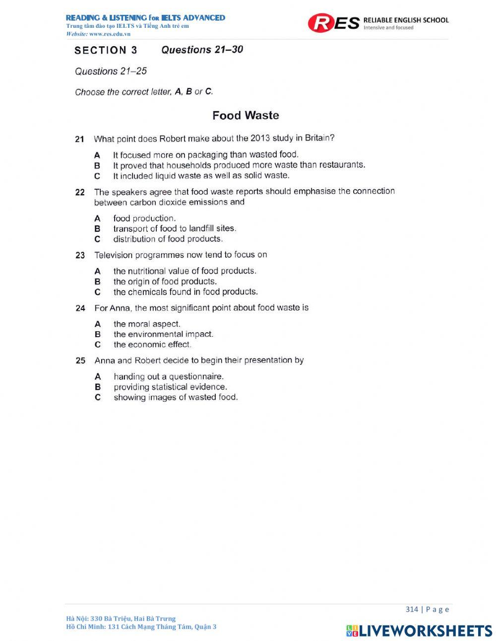 Mock Test 4 Listening worksheet | Live Worksheets