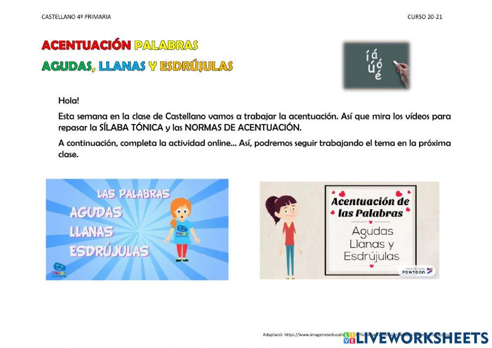 Agudas, llanas y esdrújulas