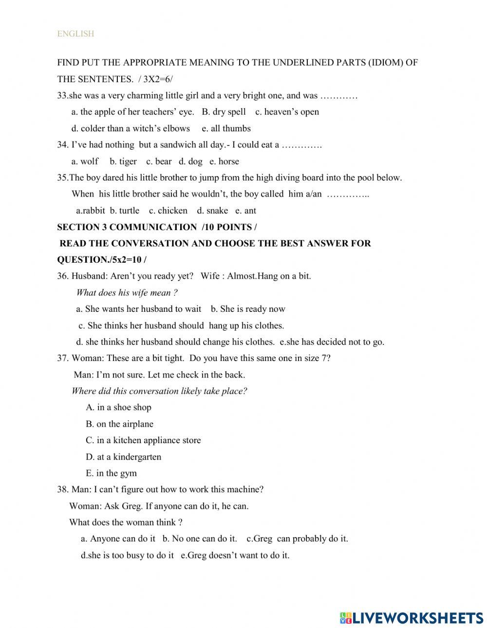 ЭЕШ -ын загвар 2021.06сар worksheet | Live Worksheets