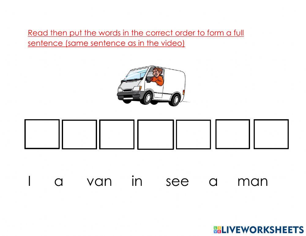 CVC sentence worksheet | Live Worksheets