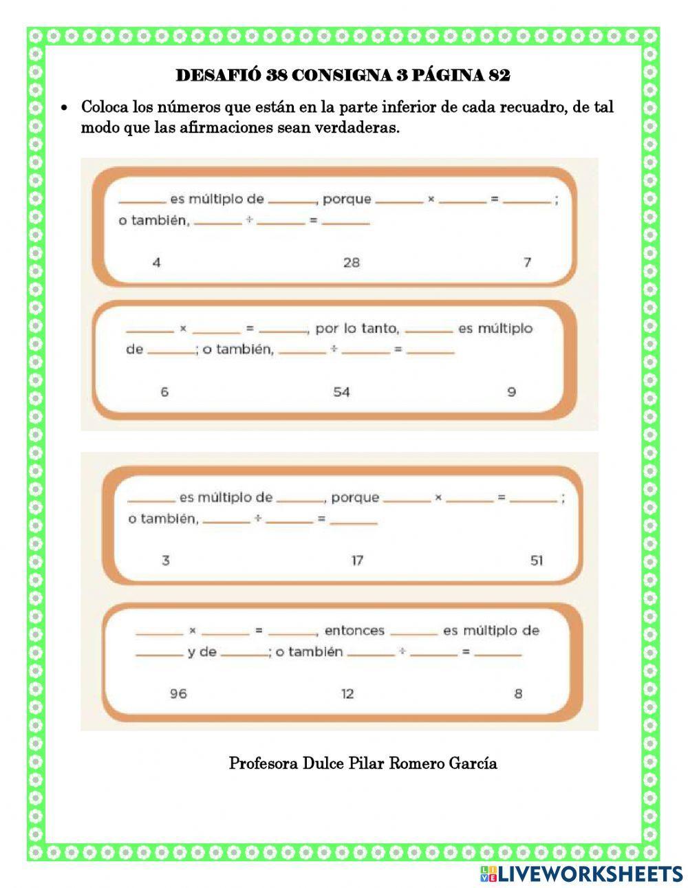 Múltiplos y divisores