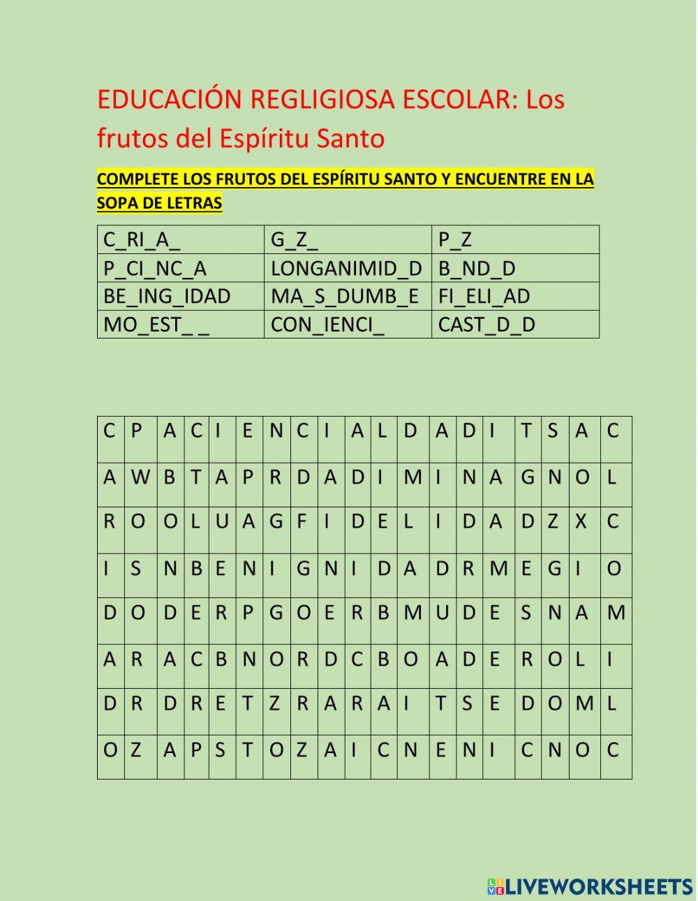 Los frutos del espíritu santo