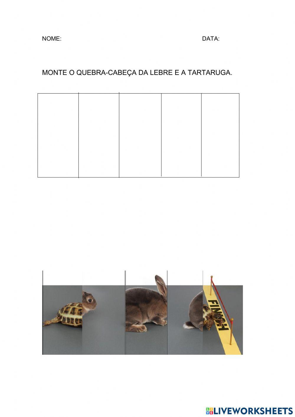 Quebra cabeça a lebre e a tartaruga