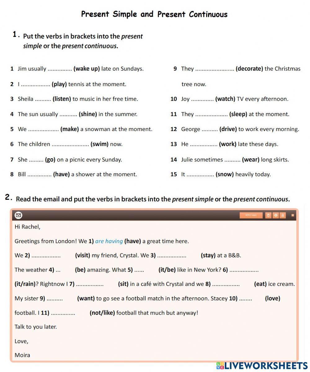 Present simple and present continuous