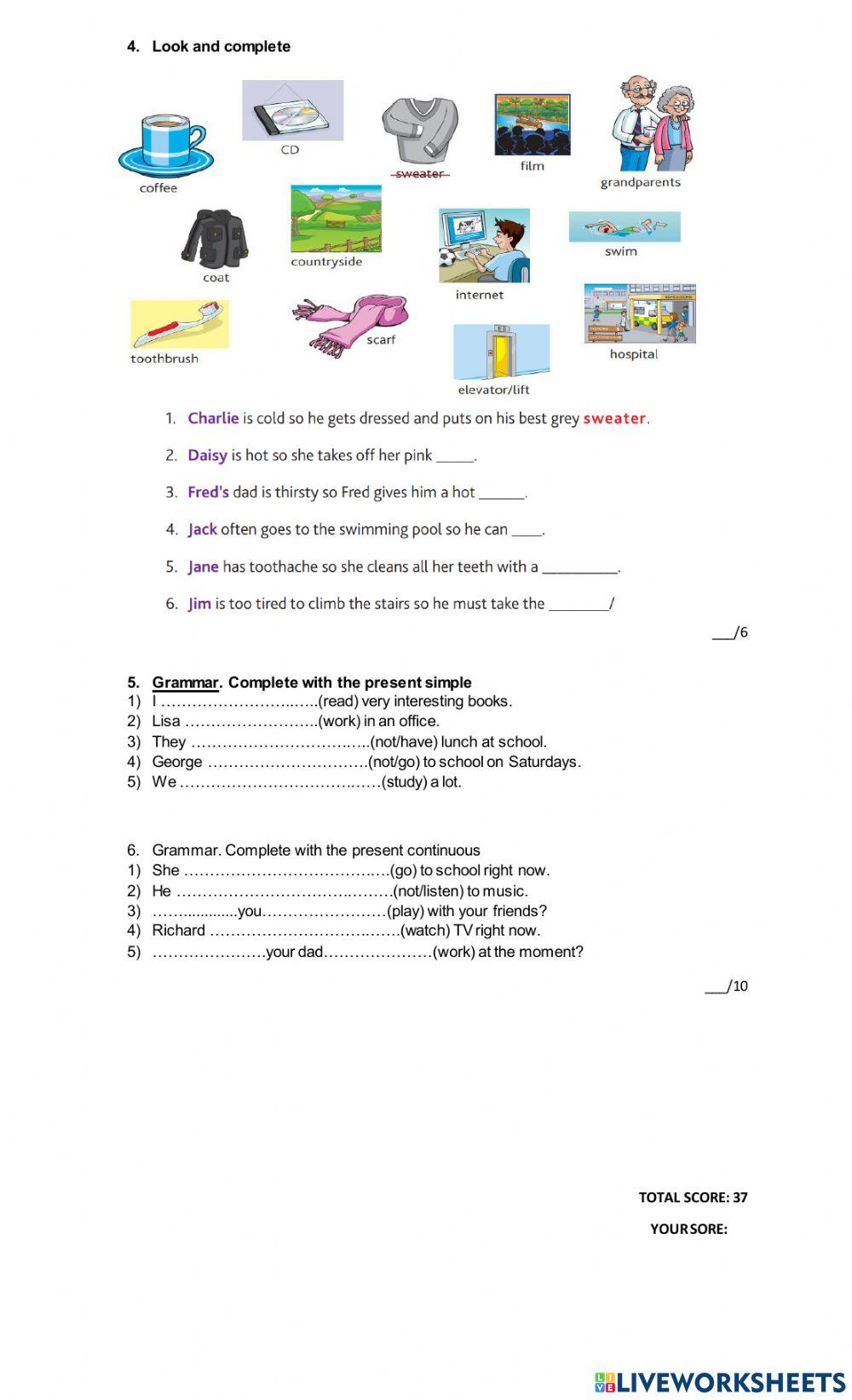 Movers progress test 1