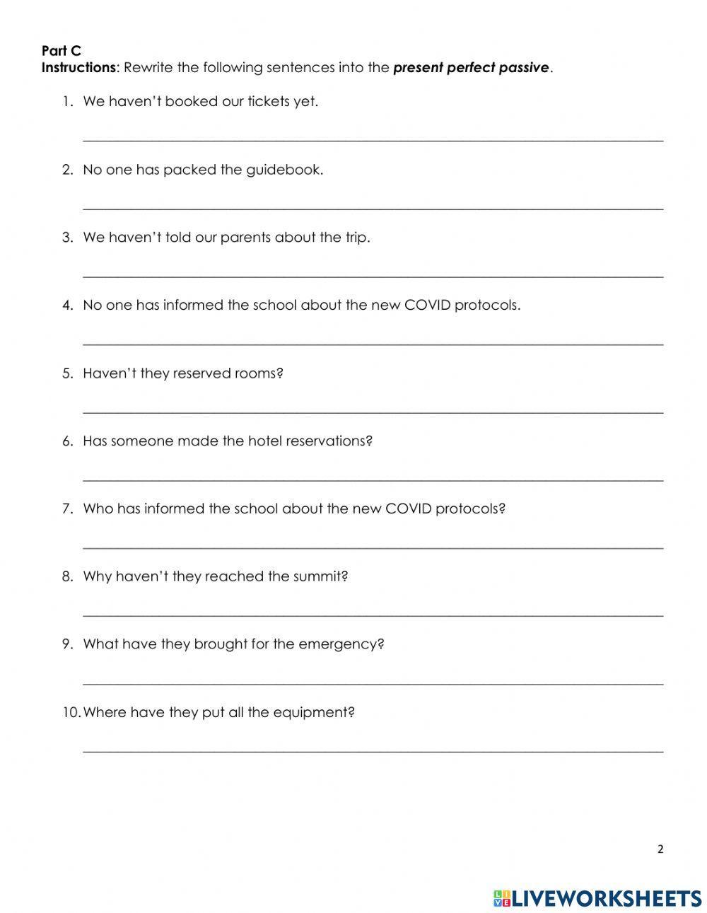 Present Perfect:  Active and Passive Voioce