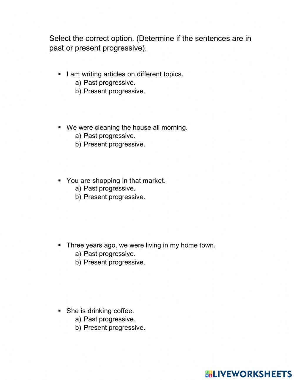 Difference between present and past progressive