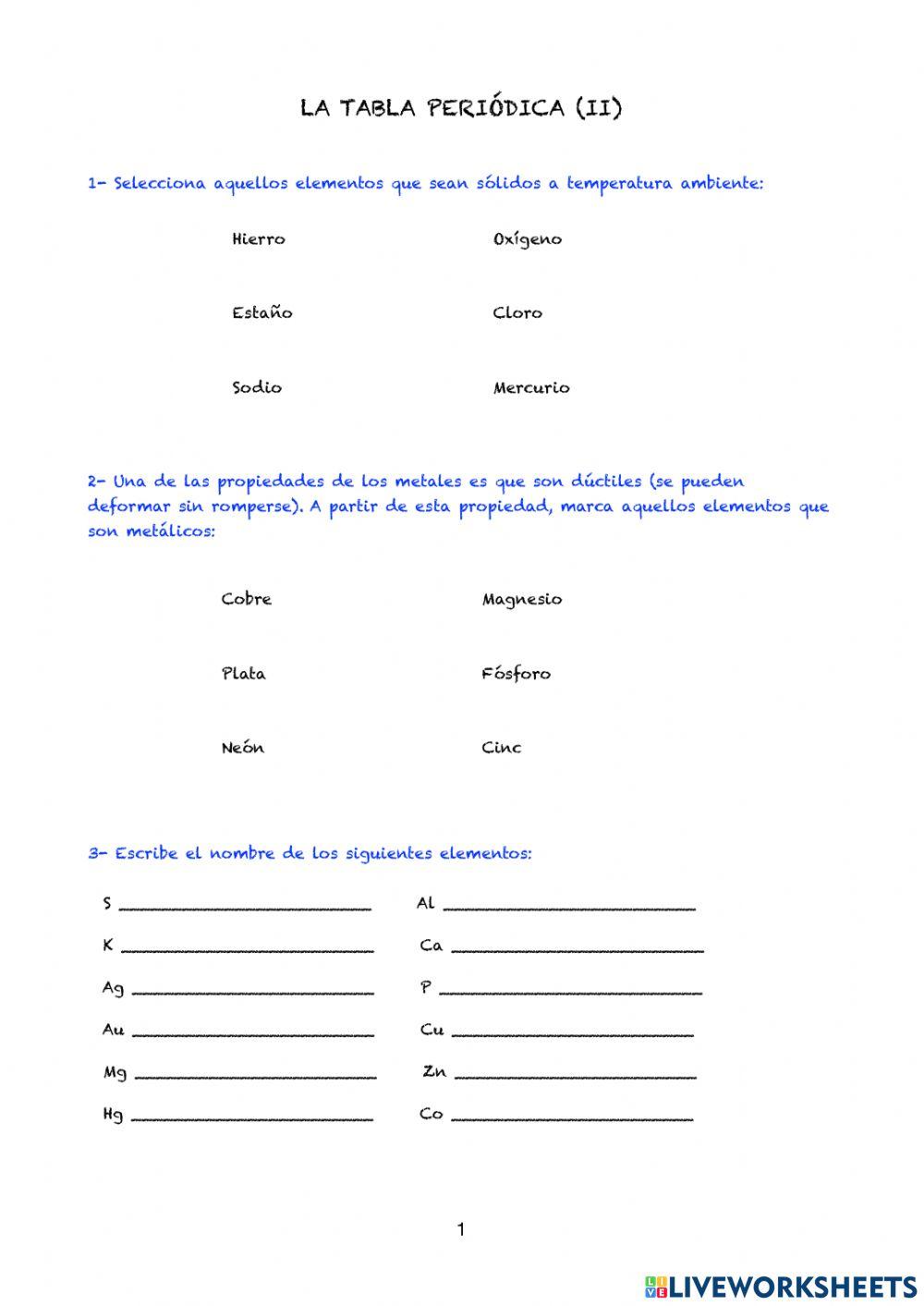 La Tabla Periódica (II)