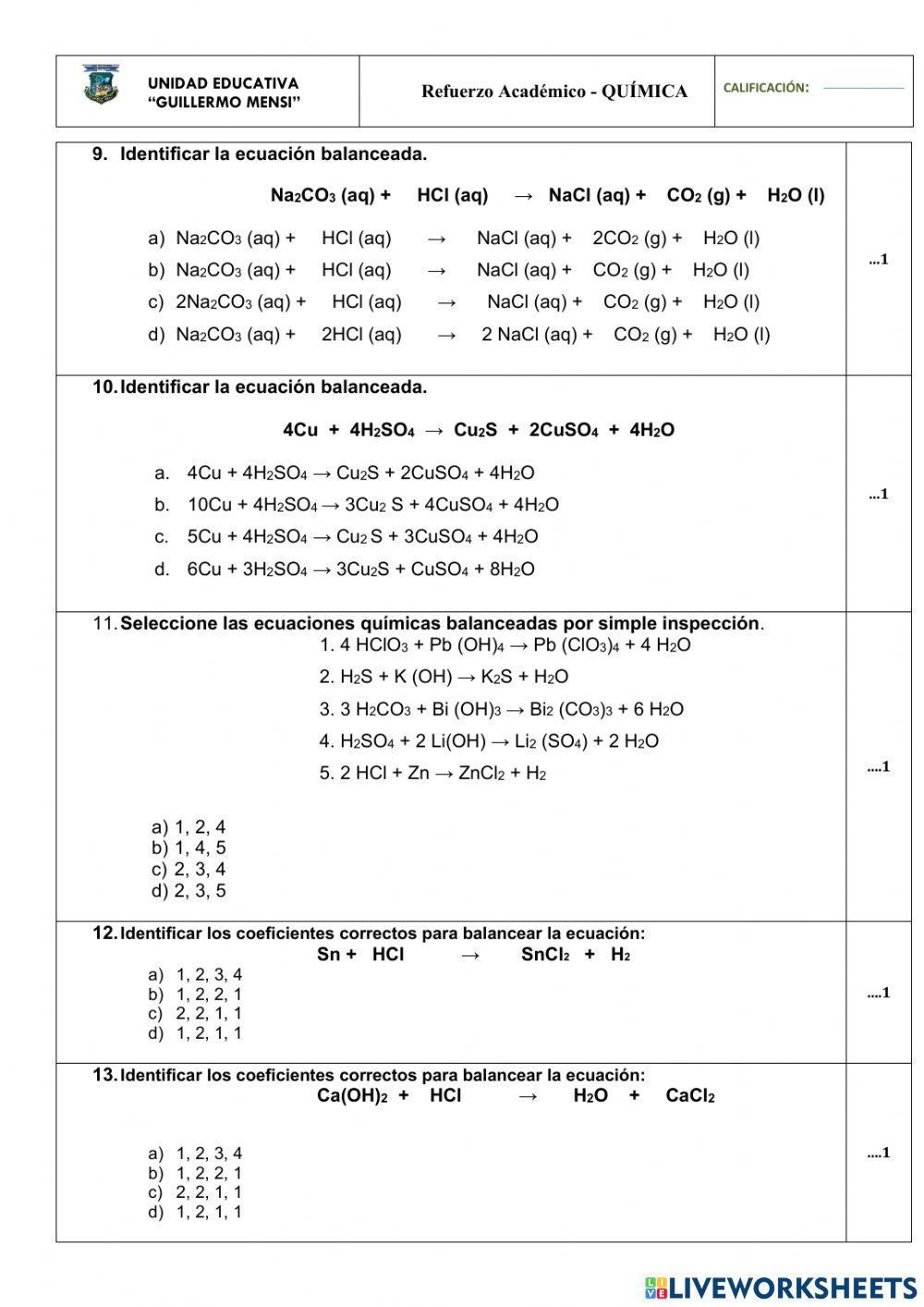Reacciones químicas