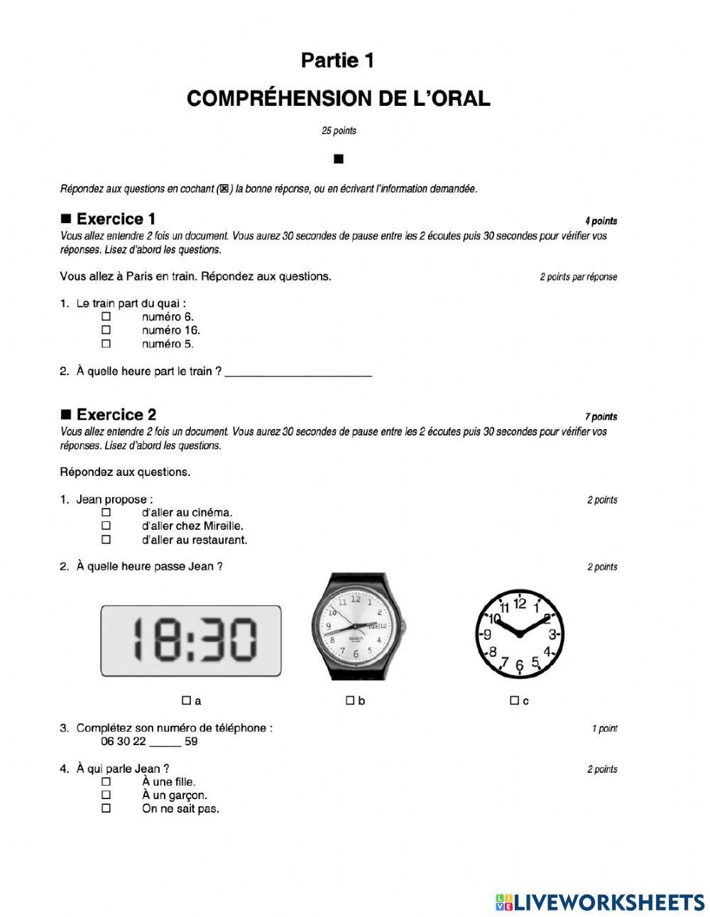 Compréhension de l'orale 1