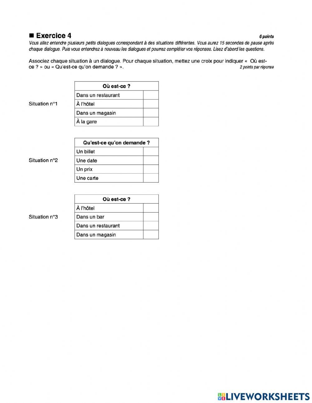 Compréhension de l'orale 1