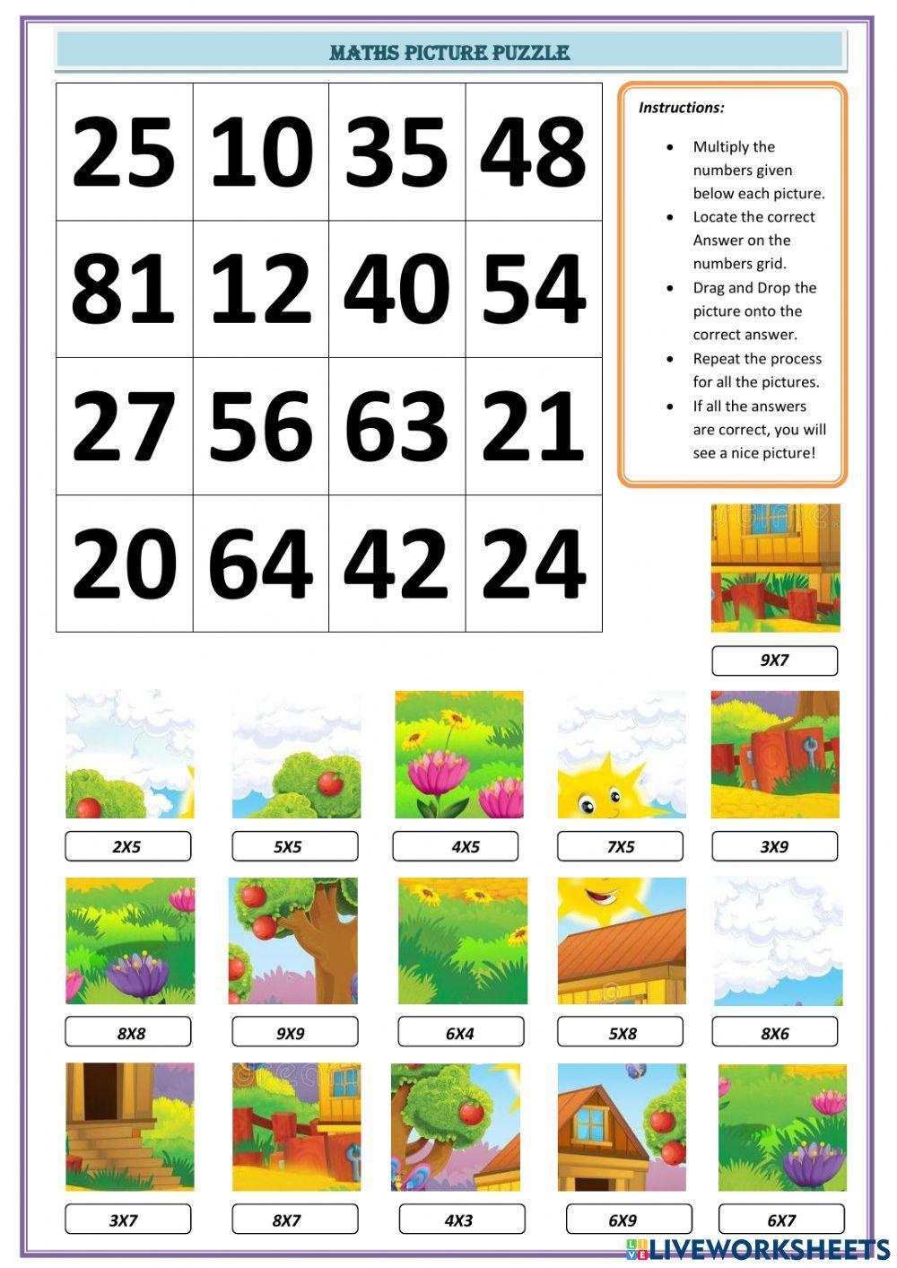 Maths Picture Puzzle-Multiplication