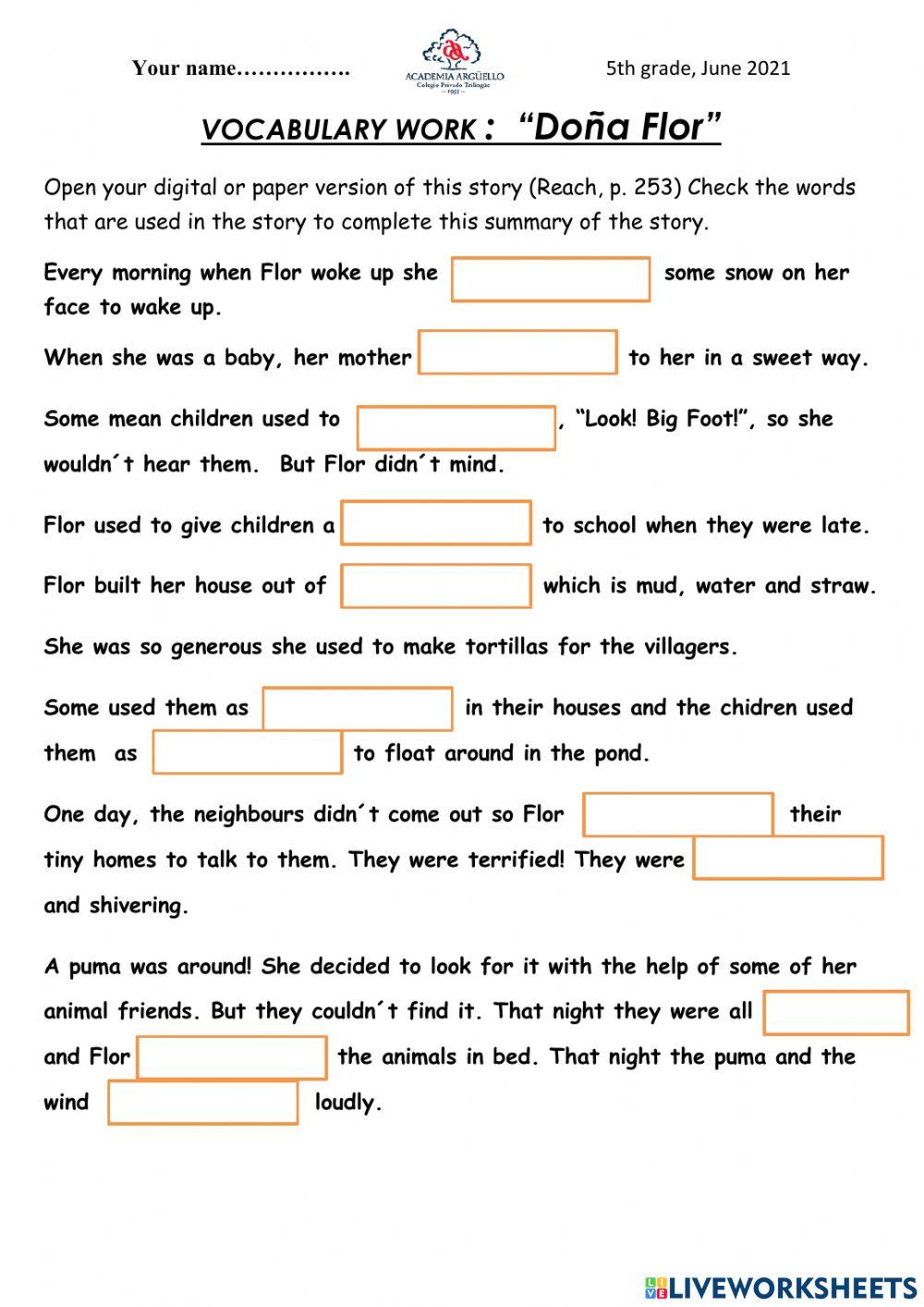 Doña Flor, Vocabulary check