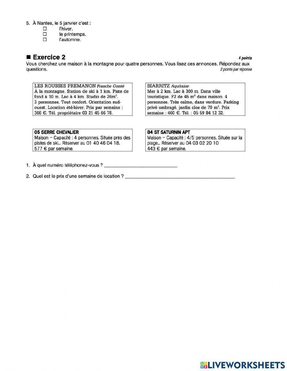 Compréhension des écrits 1.1