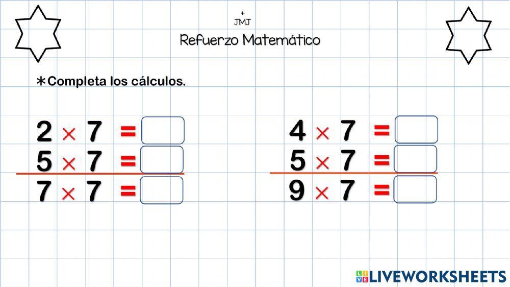 Tabla del 7 ejercicios