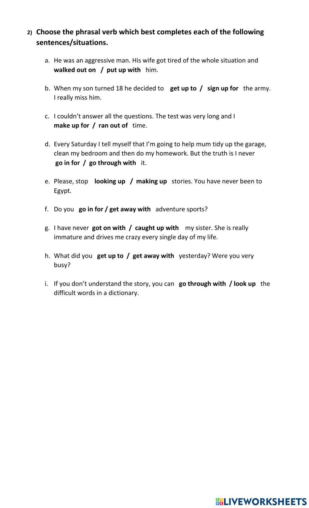 Unit 1 E - Phrasal Verbs