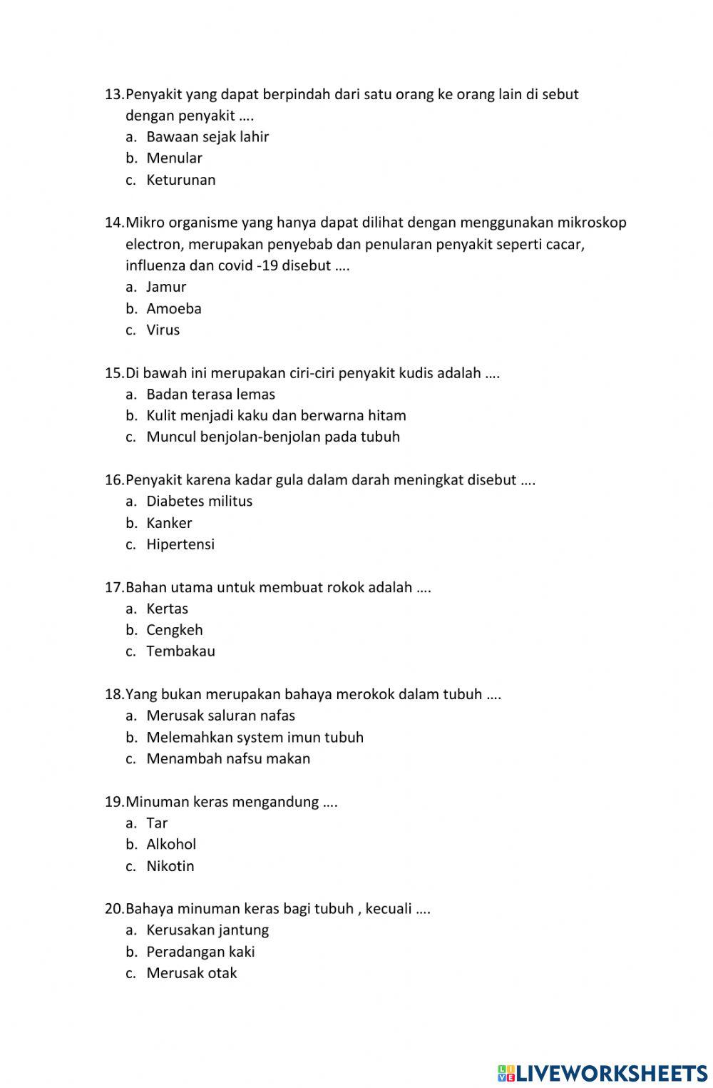 Latihan PAS 2 PJOK  Kelas 5