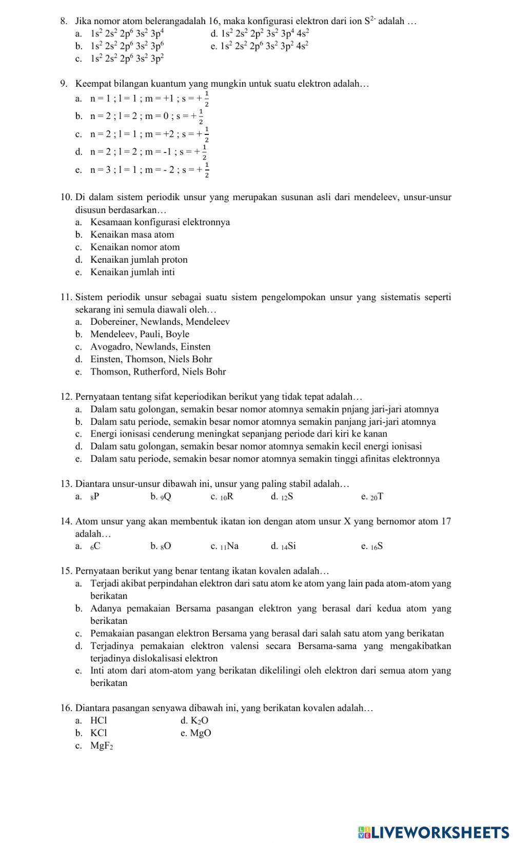 Ulangan Semester kelas 10 ipa semester genap 2020-2021