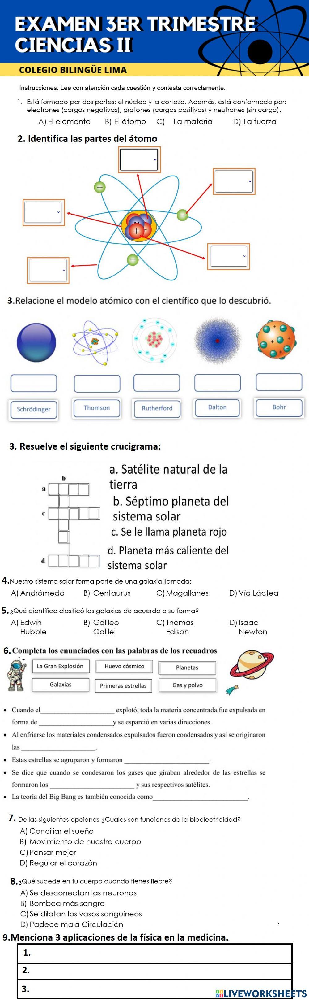 Examen 3er trimestre física elemental