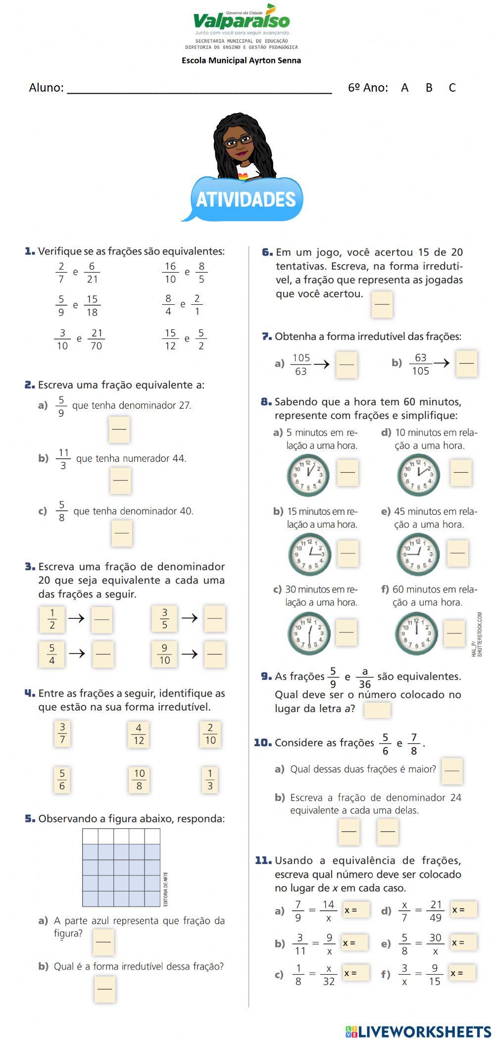 Frações equivalentes