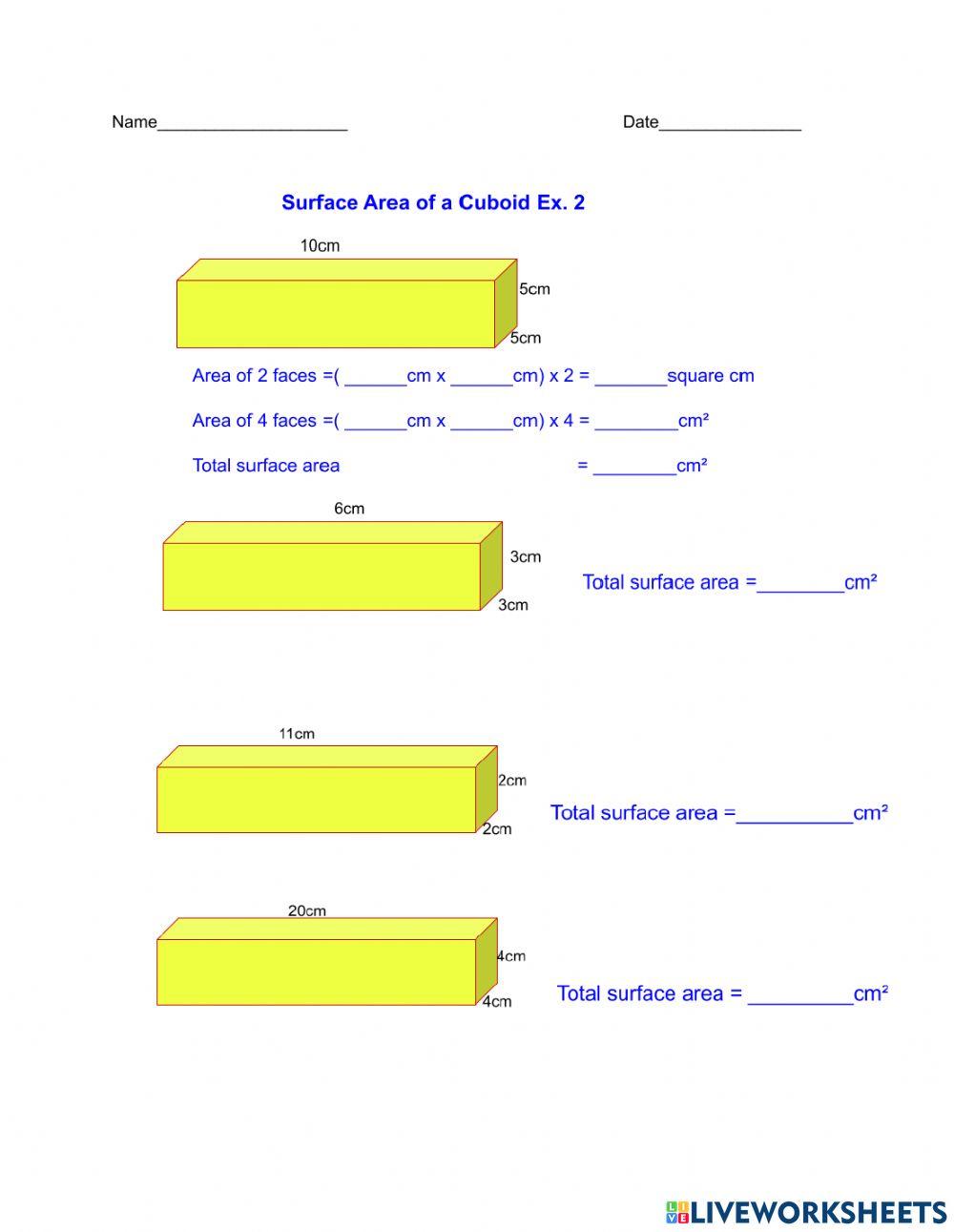 Surface Area of a Cuboid Ex.2