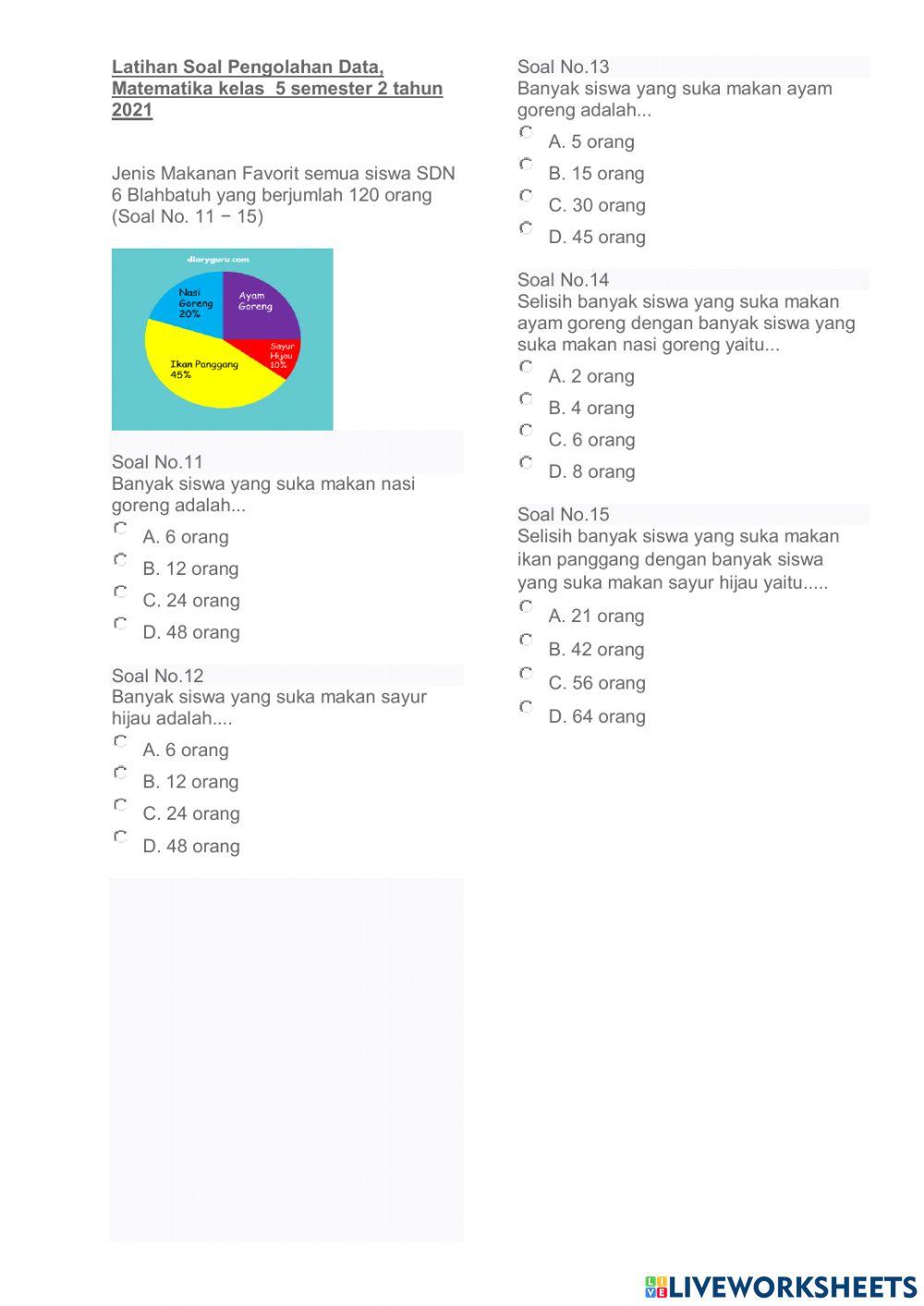 Latihan math kelas 5 pengumpulan dan penyajian data