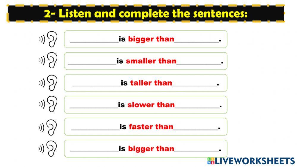 Comparative ans superlative sentences