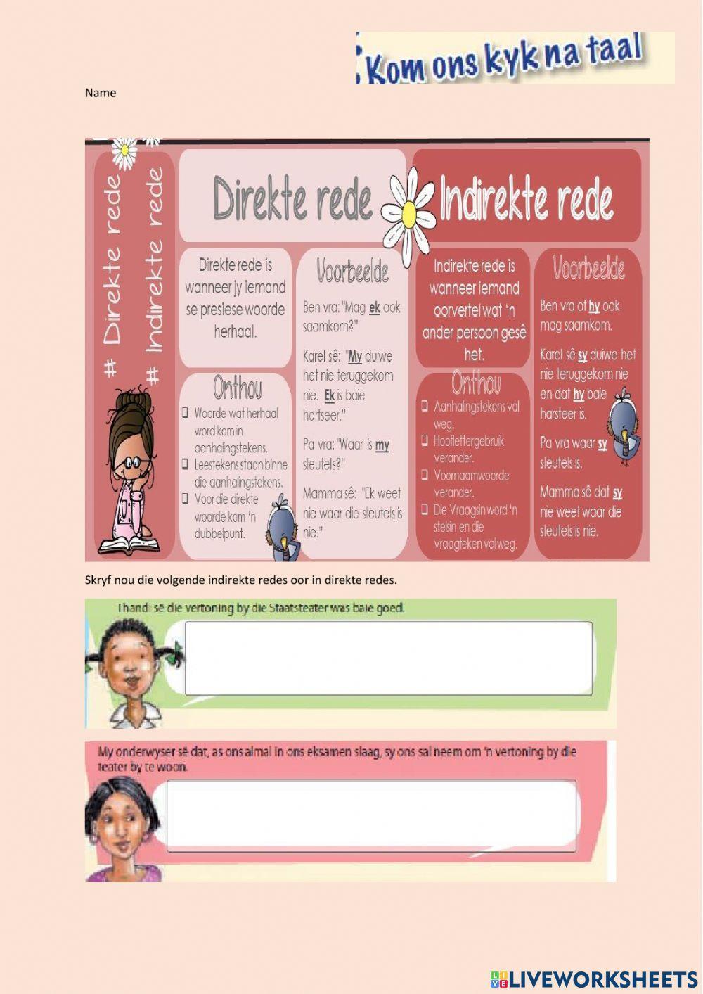 Ons kyk na taal direkte en indirekte rede